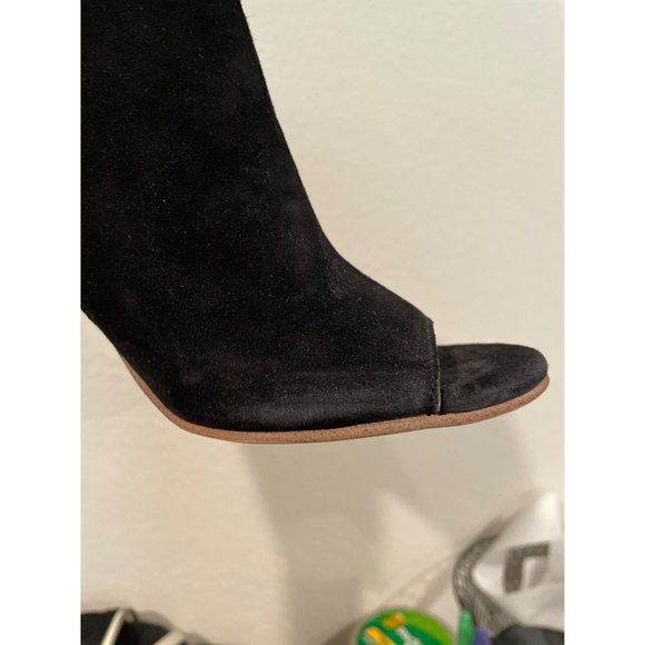 Halogen Warin Black Suede Open Toe Bootie - Picture 5 of 9